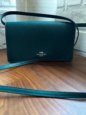 Coach Teal Green Leather Crossbody Wallet